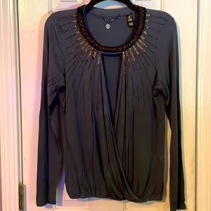 🌙 LIKE New! Size Small BKE sequin beaded long sleeve dress shirt